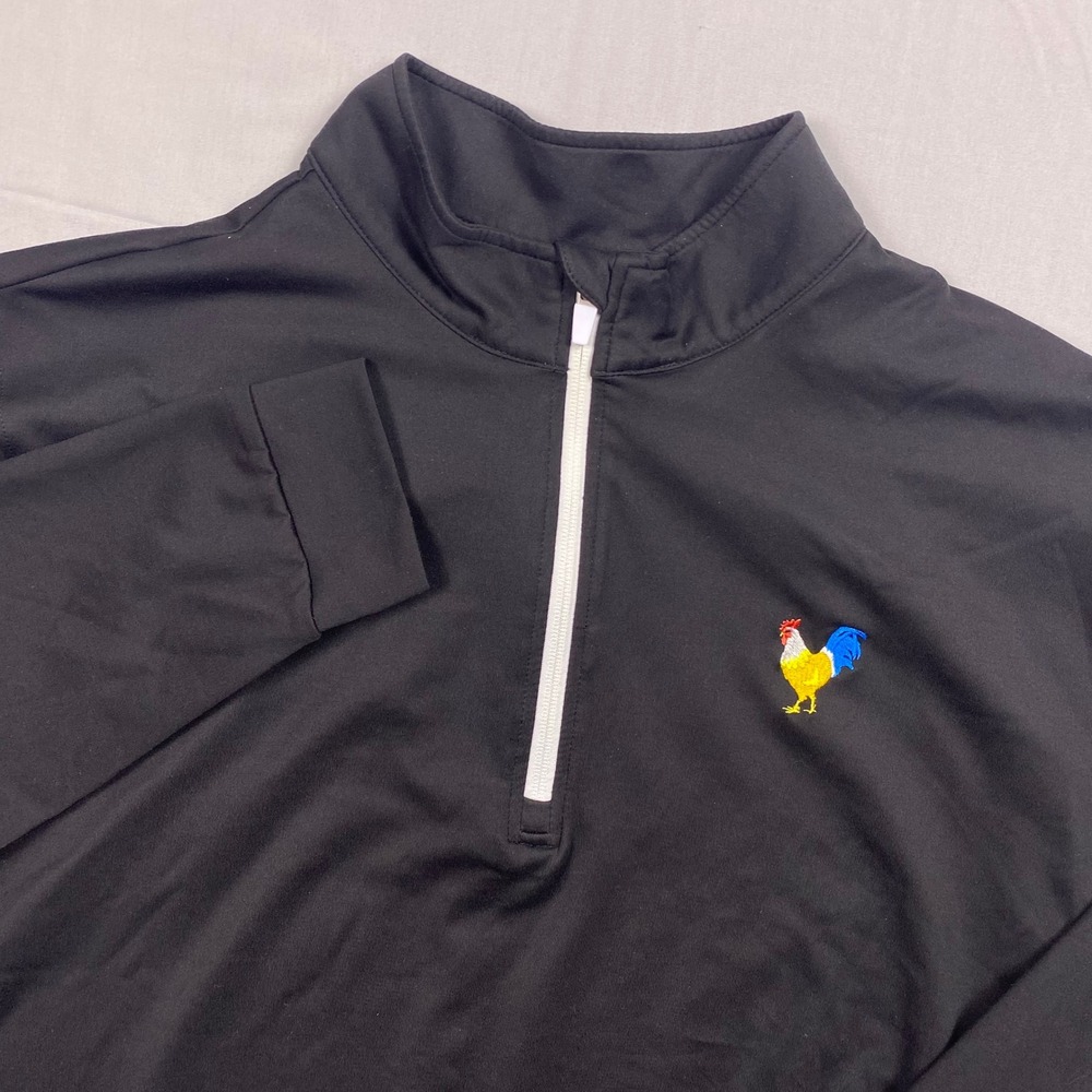 Waggle Rooster 1/4 Zip Pullover Mens 2XL Black Stretch Golf Performance Active
